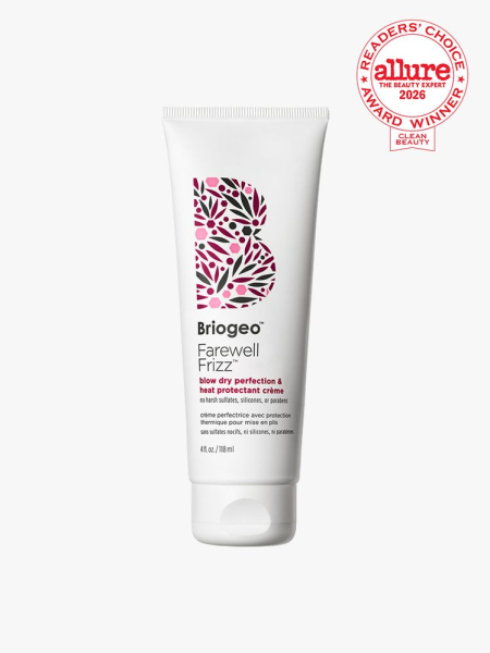 White tube of Briogeo Farewell Frizz Blow Dry Perfection and Heat Protectant Cr&egrave;me on a white background